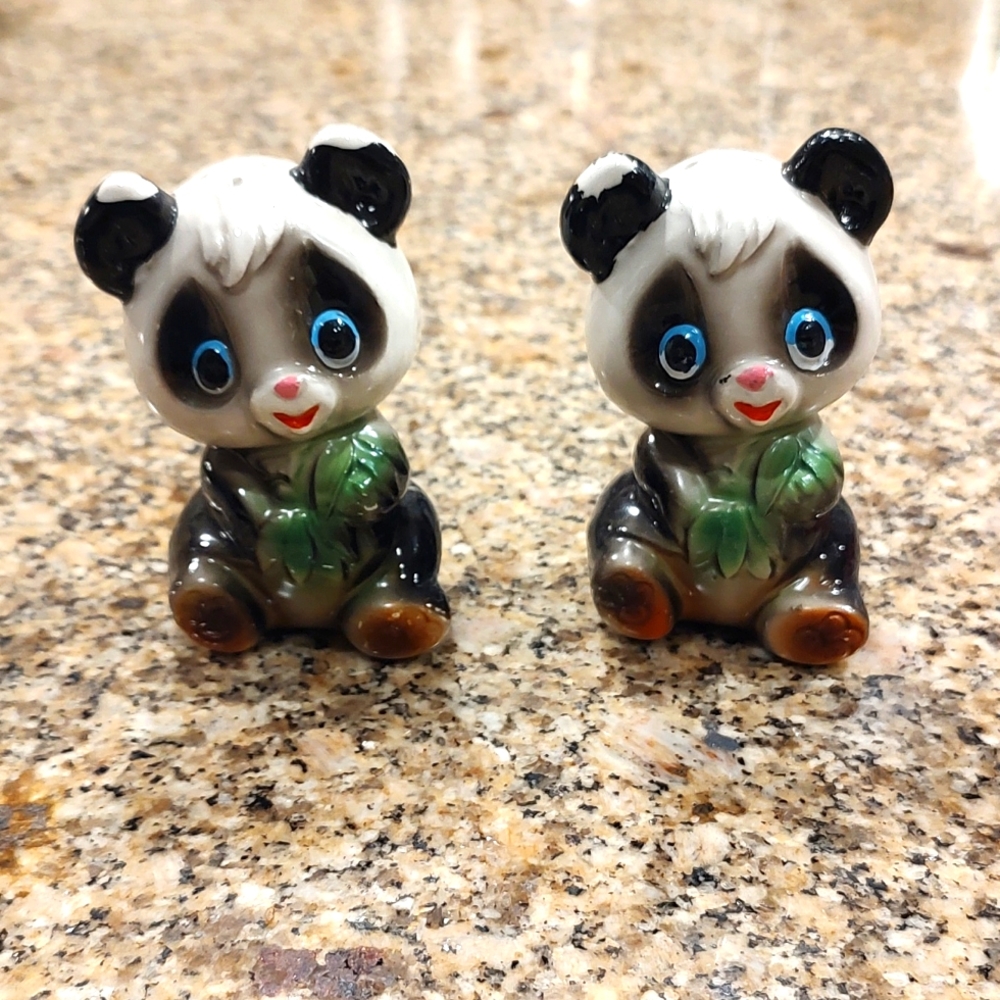Vintage panda salt and pepper shakers